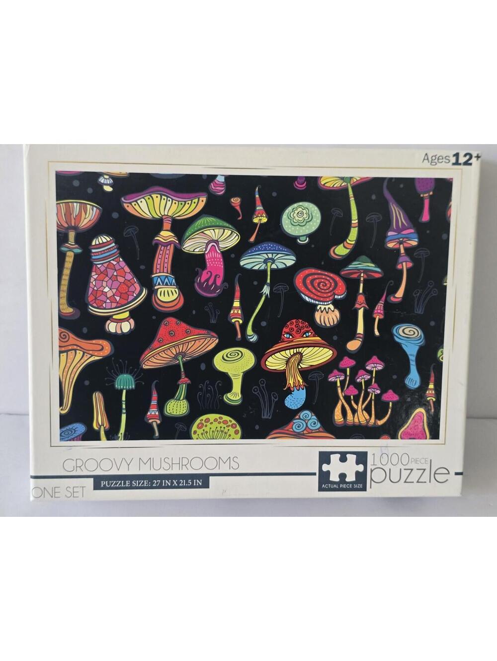 GROOVY Mushrooms 1000 Pc Puzzle, Colorful/Psychedelic, 27x21.5